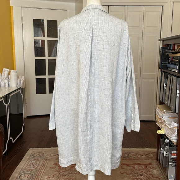 Eileen Fisher Organic Linen Slub Check Notch Collar Jacket Women's Plus Size 2X - Picture 14 of 16